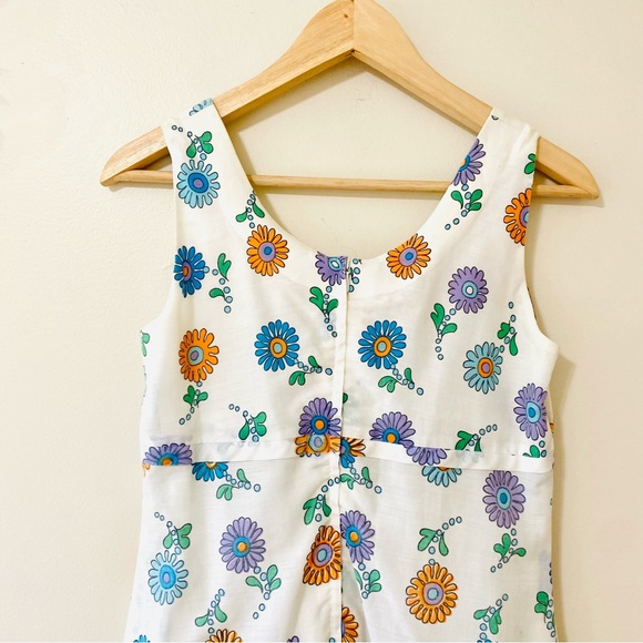 Vintage 60s Dress Retro Flower Power Hippie Bird Sleeveless A-Line Empire Waist - Picture 8 of 8